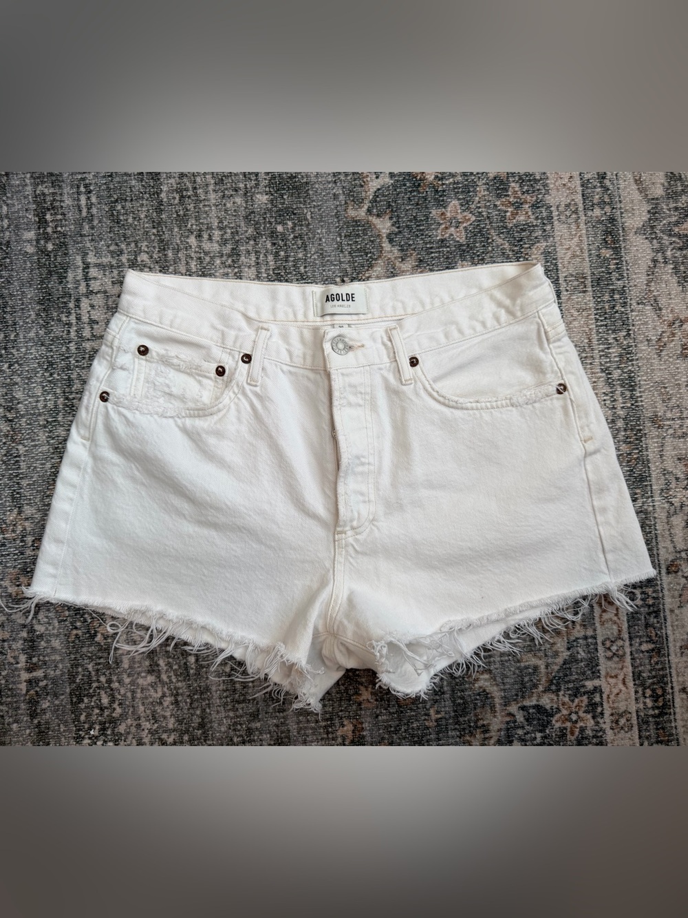 Agolde White Parker High-Rise Denim Shorts